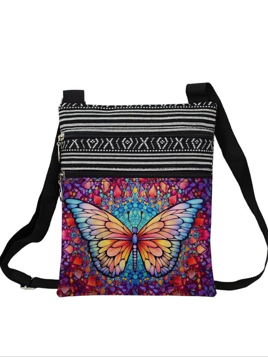 None Handbags - Colorful Butterfly Crossbody Bag - Multicolor